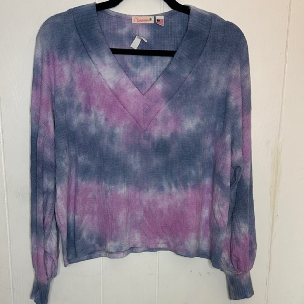 Vibrant Tie-Dye V-Neck Sweater